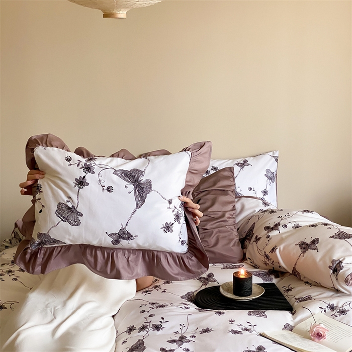 91家纺网 家纺一手货源 找家纺 优然居 2024新款XH法式复古蝴蝶结四件套 忆蝶