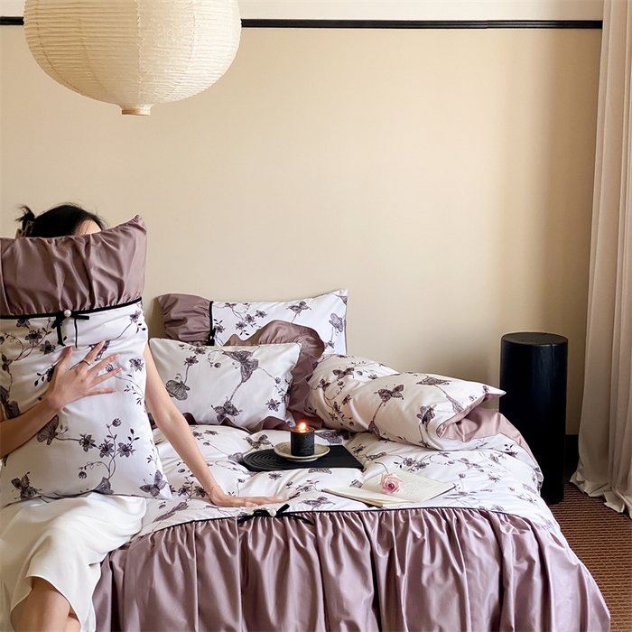 91家纺网 家纺一手货源 找家纺 优然居 2024新款XH法式复古蝴蝶结四件套 忆蝶