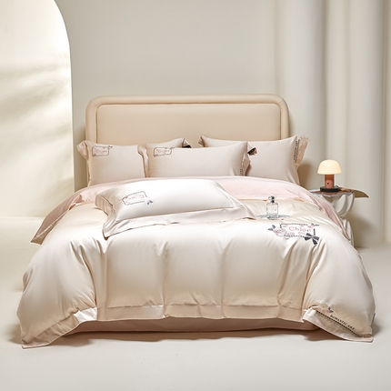 91家纺网 家纺一手货源 找家纺 （总）618家纺 2024新款A类60s长绒棉全棉纯棉四件套100%全棉可可系列 可可茶粉