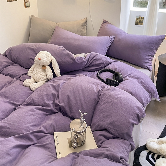 91家纺网 家纺一手货源 找家纺 贝拉梦家纺 2024新春夏款母婴级糯糯的双拼亲肤水洗棉四件套 邂逅