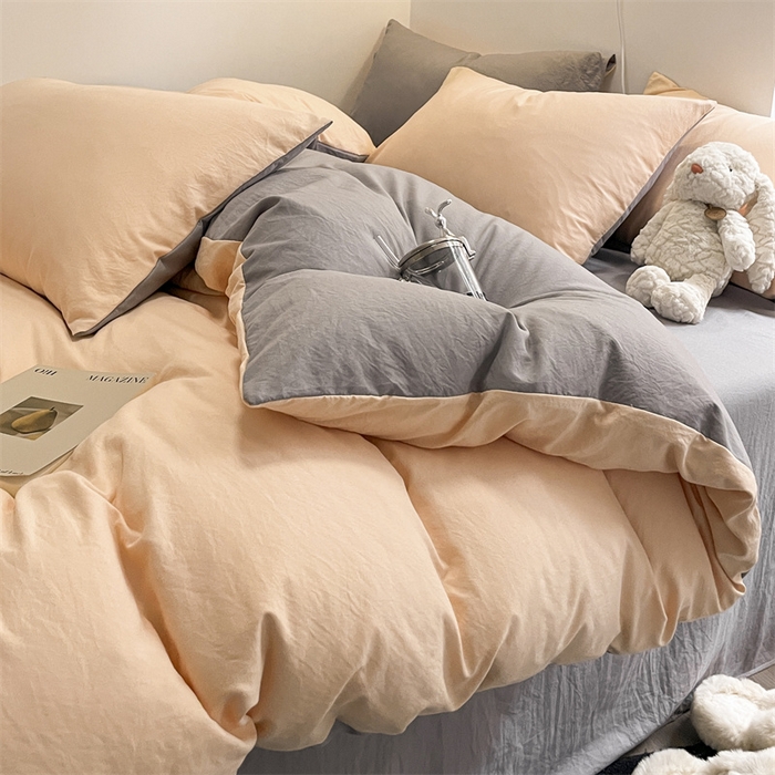 91家纺网 家纺一手货源 找家纺 贝拉梦家纺 2024新春夏款母婴级糯糯的双拼亲肤水洗棉四件套 真我