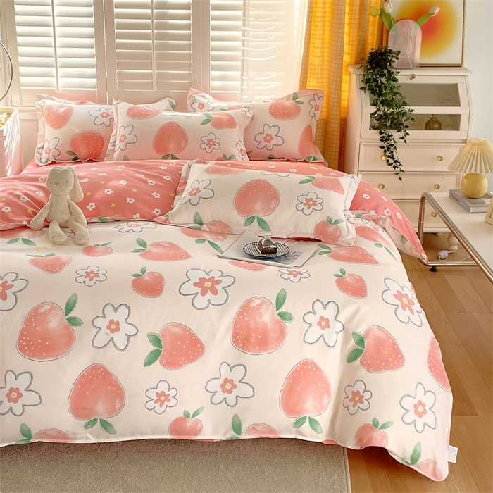 91家纺网 家纺一手货源 找家纺 2024新款直播爆款植物羊绒四件套 AB果之恋