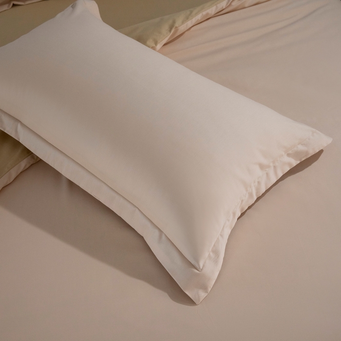 91家纺网 家纺一手货源 找家纺 小懒猪 2024春夏新款全棉舒适100支长绒棉极简系列四件套 白桃粉-奇遇金