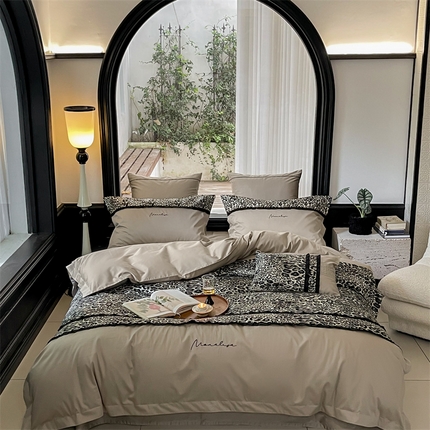 91家纺网 家纺一手货源 找家纺 （总）优然居 2024新款全棉拼接加刺绣四件套莱丝丽