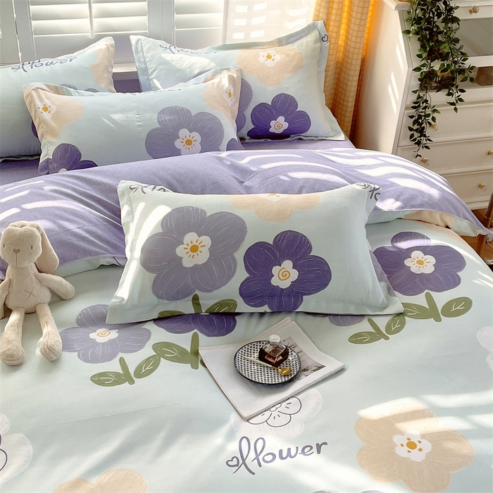 91家纺网 家纺一手货源 找家纺 2024新款直播爆款植物羊绒四件套 AB花满园