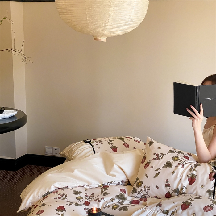 91家纺网 家纺一手货源 找家纺 优然居 2024新款XH法式复古蝴蝶结四件套 草莓泡芙