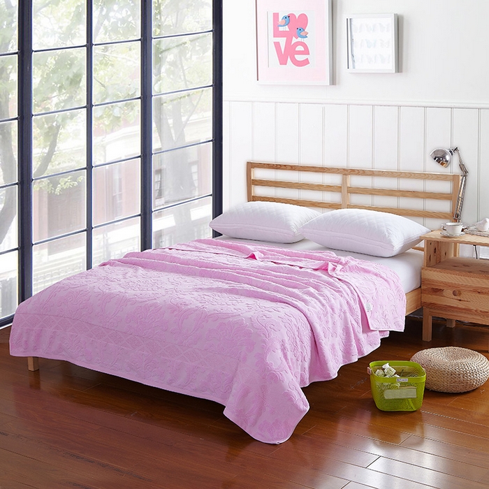 91家纺网 家纺一手货源 找家纺 雯雨家纺 2024老式怀旧A类纯棉毛巾被 欧典风尚-粉色