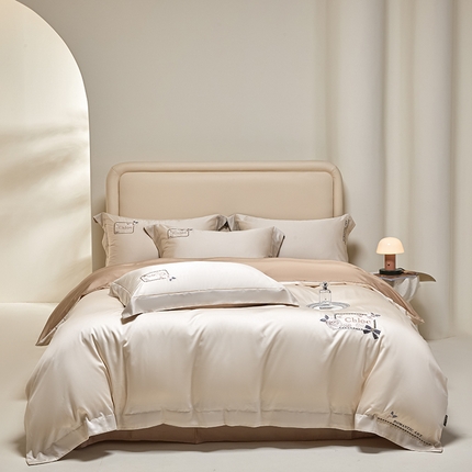 91家纺网 家纺一手货源 找家纺 （总）618家纺 2024新款A类60s长绒棉全棉纯棉四件套100%全棉可可系列 可可茶粉