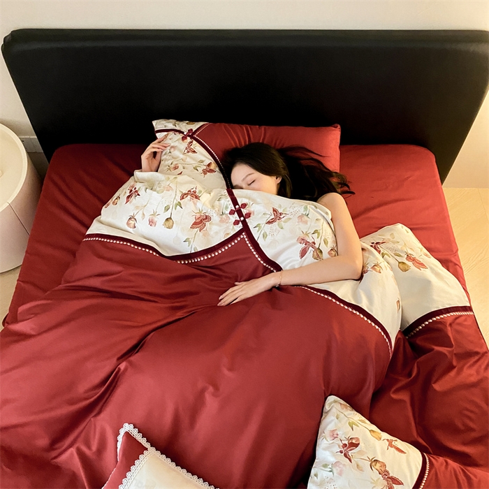 91家纺网 家纺一手货源 找家纺 （总）优然居 2024新款数码印花贴布绣四件套醉嫣然