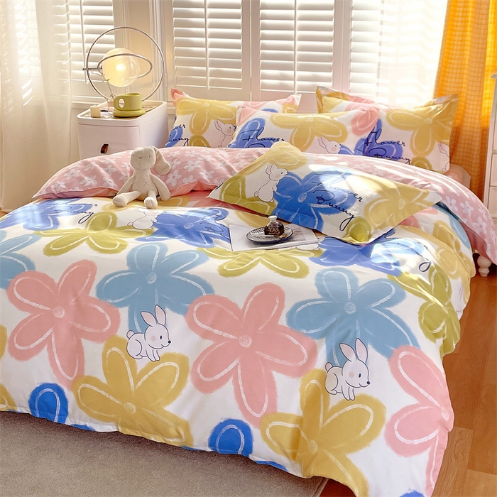 91家纺网 家纺一手货源 找家纺 2024新款直播爆款植物羊绒四件套 AB可可兔