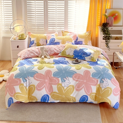 2024新款直播爆款植物羊绒四件套 AB可可兔