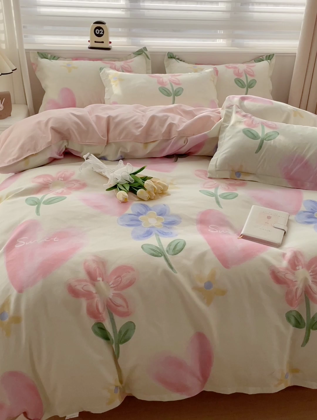 91家纺网 家纺一手货源 找家纺 2024新款直播爆款植物羊绒四件套 粉色记忆