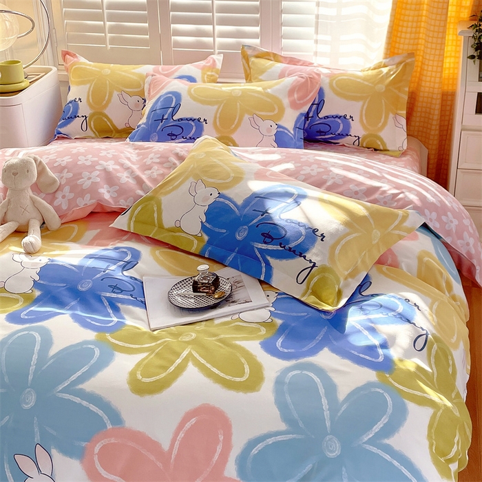 91家纺网 家纺一手货源 找家纺 2024新款直播爆款植物羊绒四件套 AB可可兔