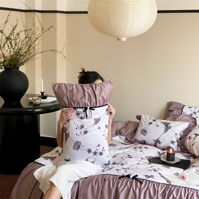 91家纺网 家纺一手货源 找家纺 优然居 2024新款XH法式复古蝴蝶结四件套 忆蝶