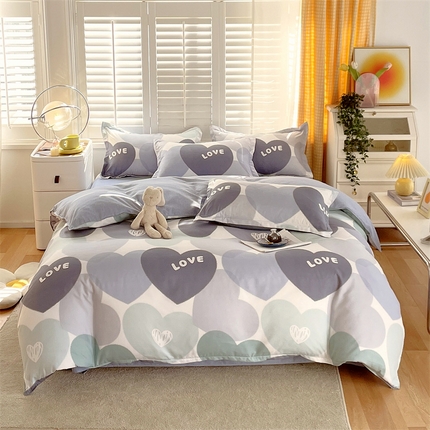 91家纺网 家纺一手货源 找家纺 2024新款直播爆款植物羊绒四件套 AB心晴