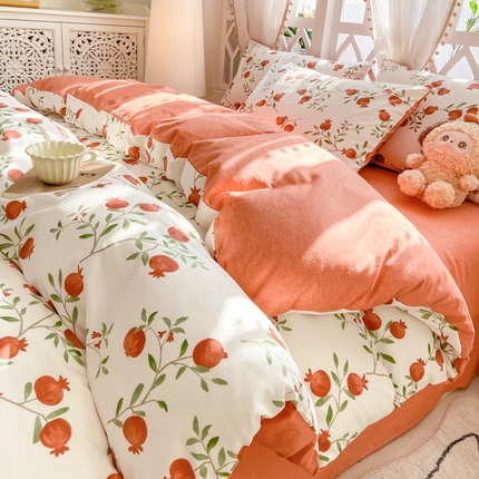 91家纺网 家纺一手货源 找家纺 （总）帅露家纺 2024新款全棉喷气13070小清新印花四件套-拍摄二