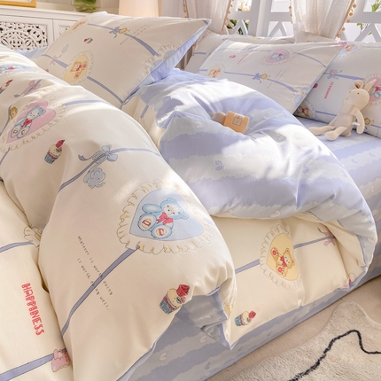 91家纺网 家纺一手货源 找家纺 （总）帅露家纺 2024新款全棉喷气13070小清新印花四件套-拍摄二