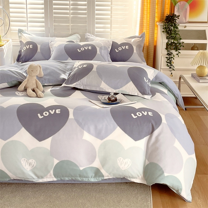 91家纺网 家纺一手货源 找家纺 2024新款直播爆款植物羊绒四件套 AB心晴