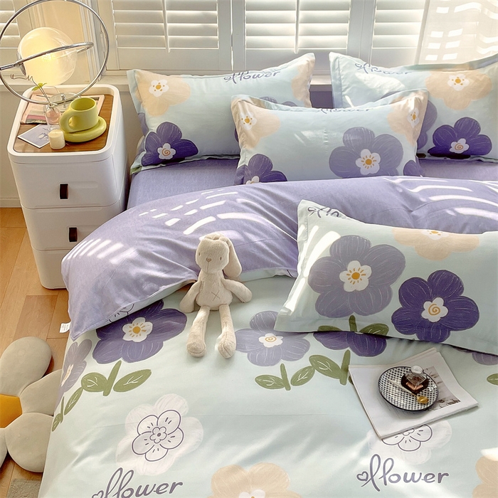 91家纺网 家纺一手货源 找家纺 2024新款直播爆款植物羊绒四件套 AB花满园