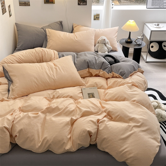 91家纺网 家纺一手货源 找家纺 贝拉梦家纺 2024新春夏款母婴级糯糯的双拼亲肤水洗棉四件套 真我