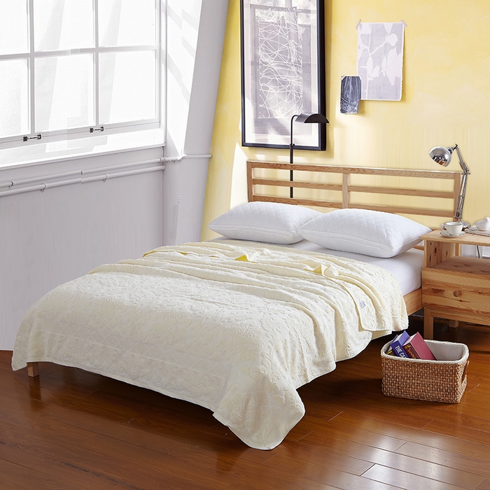 91家纺网 家纺一手货源 找家纺 雯雨家纺 2024老式怀旧A类纯棉毛巾被 欧典风尚-米白