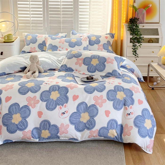 91家纺网 家纺一手货源 找家纺 2024新款直播爆款植物羊绒四件套 AB梦幻小时光