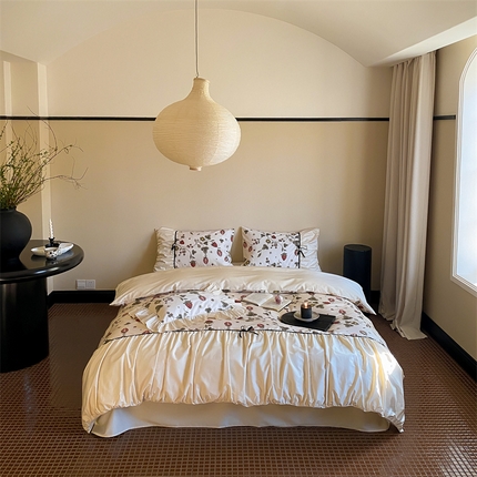 91家纺网 家纺一手货源 找家纺 优然居 2024新款XH法式复古蝴蝶结四件套 草莓泡芙