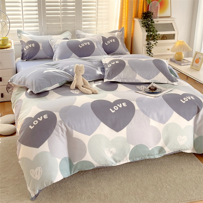 91家纺网 家纺一手货源 找家纺 2024新款直播爆款植物羊绒四件套 AB心晴