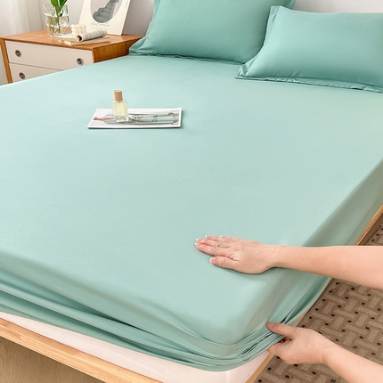 91家纺网 家纺一手货源 找家纺 曼陀罗 2025新款A类原棉防水床笠 浅豆绿