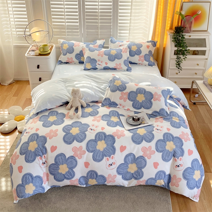 91家纺网 家纺一手货源 找家纺 2024新款直播爆款植物羊绒四件套 AB梦幻小时光