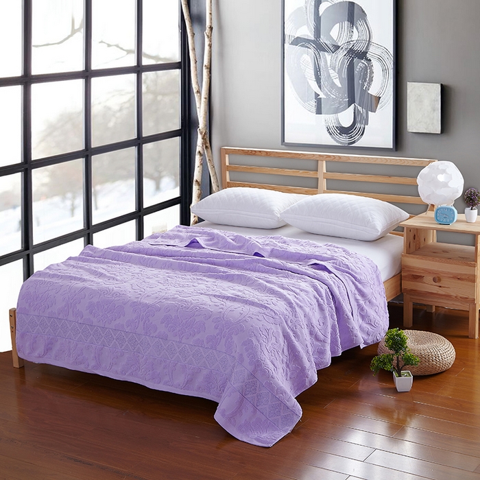 91家纺网 家纺一手货源 找家纺 雯雨家纺 2024老式怀旧A类纯棉毛巾被 欧典风尚-紫色