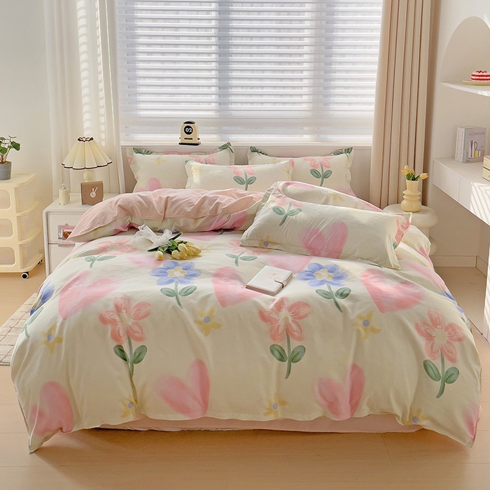 91家纺网 家纺一手货源 找家纺 2024新款直播爆款植物羊绒四件套 粉色记忆