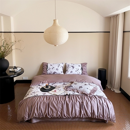 91家纺网 家纺一手货源 找家纺 优然居 2024新款XH法式复古蝴蝶结四件套 忆蝶