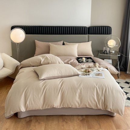 91家纺网 家纺一手货源 找家纺 （总）琪格格2023新款60支长绒棉纯棉小方格单被套枕套四件套