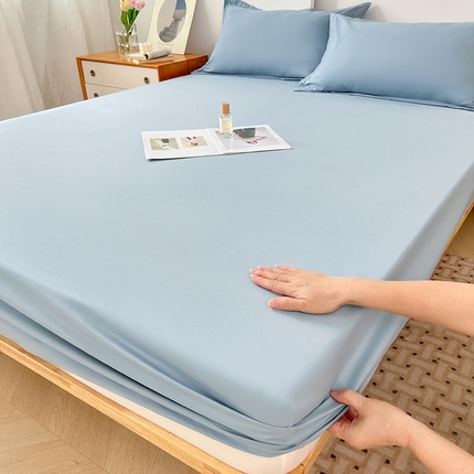 91家纺网 家纺一手货源 找家纺 曼陀罗 2025新款A类原棉防水床笠 雾霾蓝