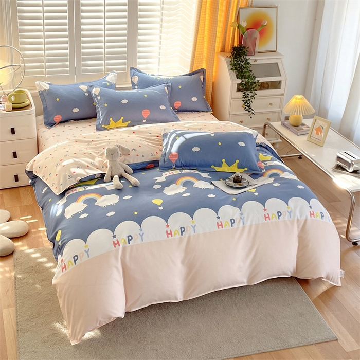 91家纺网 家纺一手货源 找家纺 2024新款直播爆款植物羊绒四件套 AB微梦时光