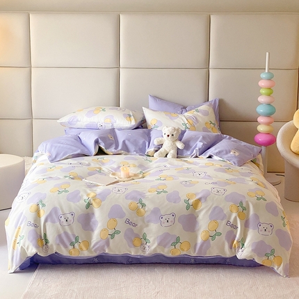 91家纺网 家纺一手货源 找家纺 （总）帅露家纺 2024新款全棉喷气13070小清新印花四件套-拍摄一