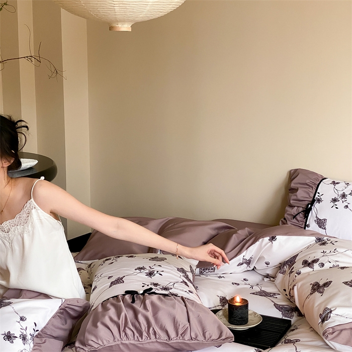 91家纺网 家纺一手货源 找家纺 优然居 2024新款XH法式复古蝴蝶结四件套 忆蝶