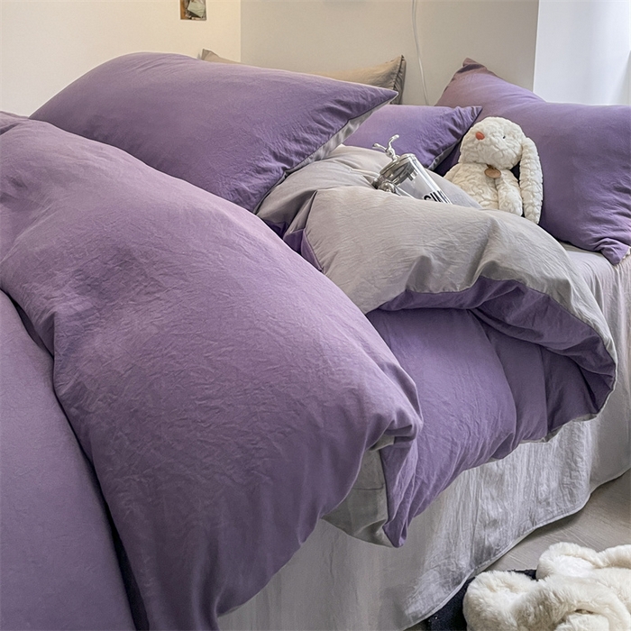 91家纺网 家纺一手货源 找家纺 贝拉梦家纺 2024新春夏款母婴级糯糯的双拼亲肤水洗棉四件套 邂逅