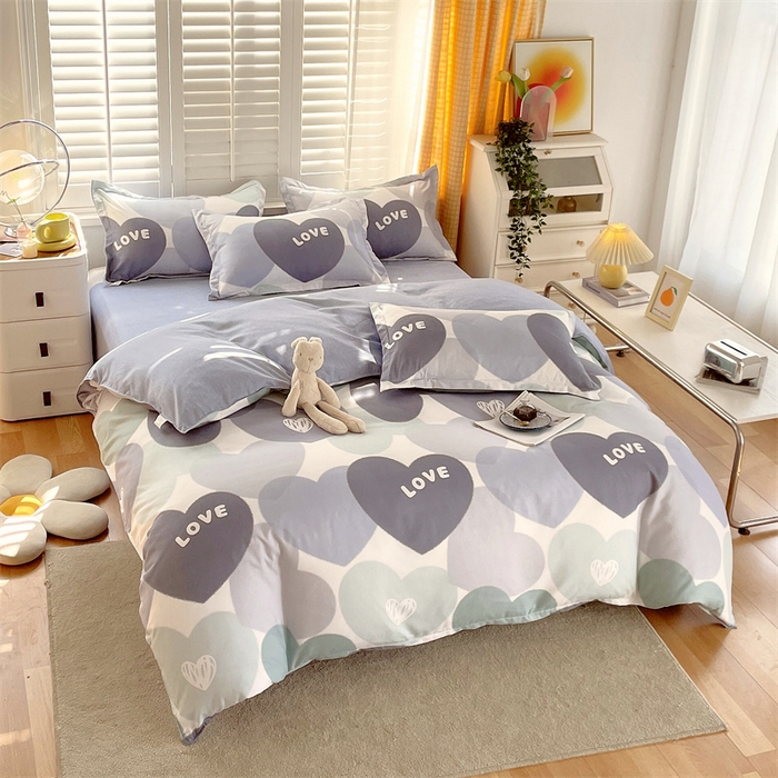 91家纺网 家纺一手货源 找家纺 2024新款直播爆款植物羊绒四件套 AB心晴