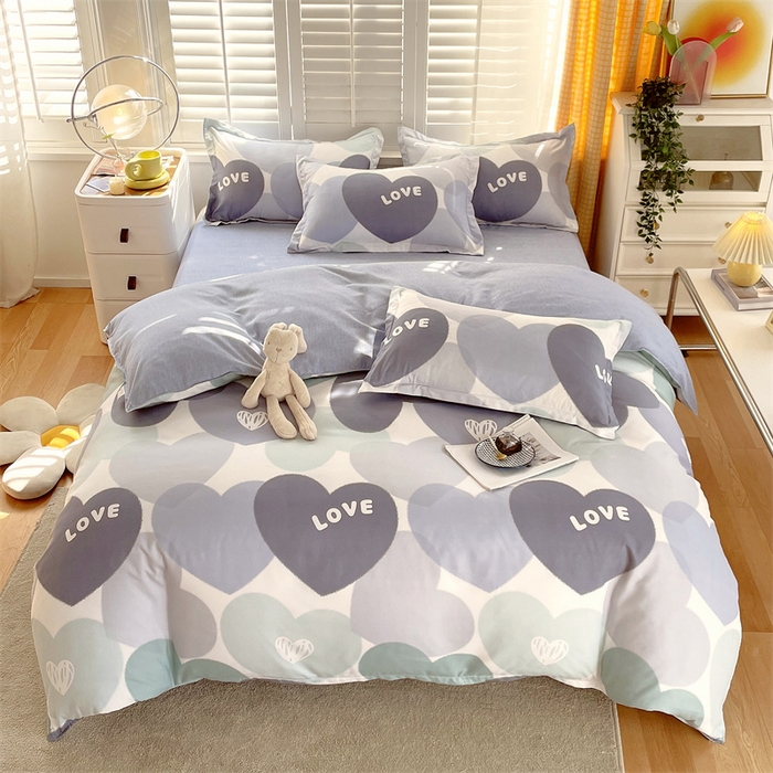 91家纺网 家纺一手货源 找家纺 2024新款直播爆款植物羊绒四件套 AB心晴