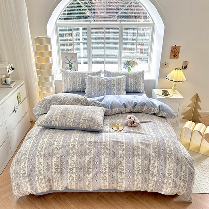 沐棉家居 2024新款小清新全棉13372印花四件套 复古花园