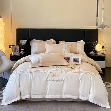 理想家家纺 2024新款全棉刺绣四件套13372露丝 露丝黄