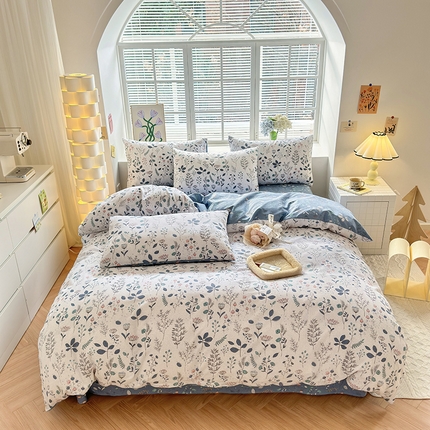 91家纺网 家纺一手货源 找家纺 （总）沐棉家居 2024新款小清新全棉13372印花四件套