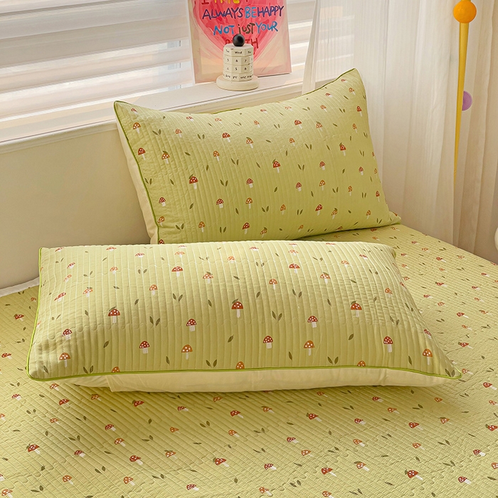 91家纺网 家纺一手货源 找家纺 羽爱家纺 2024新款全棉水洗棉花芯床盖套件 蘑菇屋