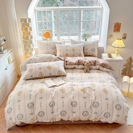 沐棉家居 2024新款小清新全棉13372印花四件套 麦卡