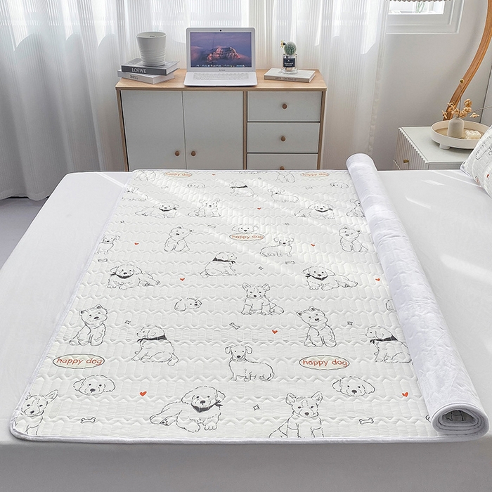 91家纺网 家纺一手货源 找家纺 恋绒家纺 2025新款一面棉一面绒全棉护理垫防水隔尿垫 宠物派对