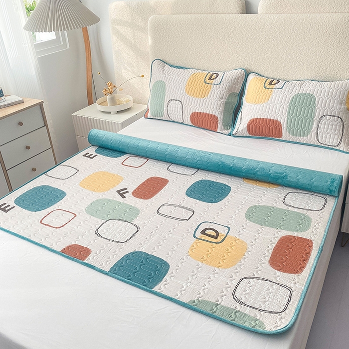 91家纺网 家纺一手货源 找家纺 恋绒家纺 2025新款一面棉一面绒全棉护理垫防水隔尿垫 玩转色块