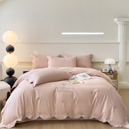 理想家家纺 2024新款全棉刺绣13372四件套-罗拉 罗拉粉