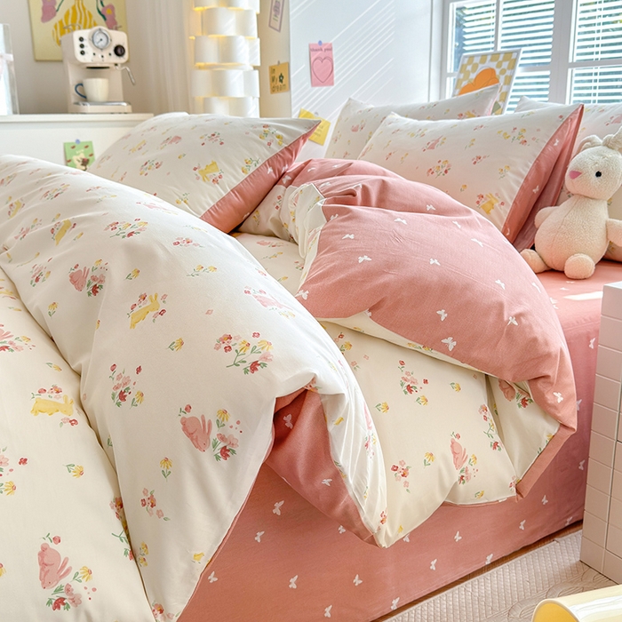 91家纺网 家纺一手货源 找家纺 （总）沐棉家居 2024新款小清新全棉13372印花四件套